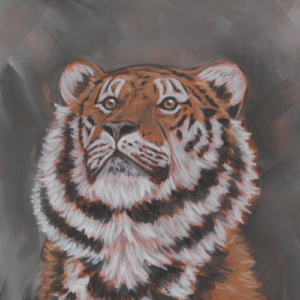 acrylic painting of a lion portrait