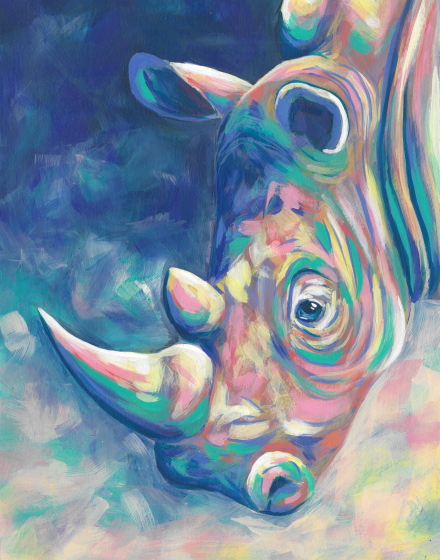 Portrait of a colorful Rhino