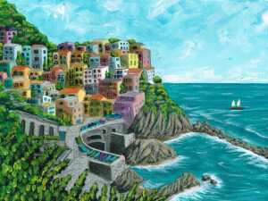 acrylic painting of italian city