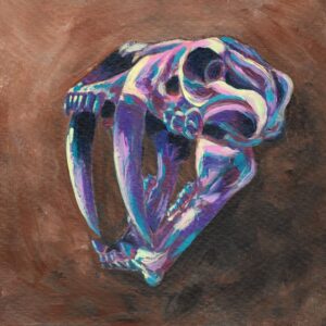 Scan of acrylic painting of a smilodon/saber tooth tiger