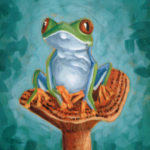 Tree Frog on a Mushroom Print